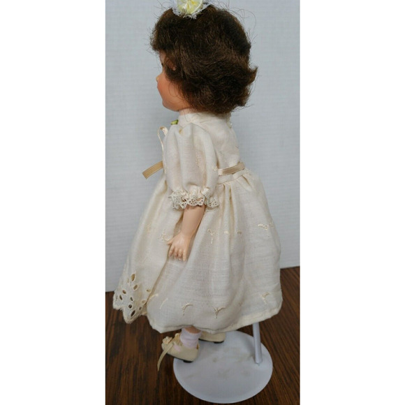 Dark Haired Blue Eyed Girl in Yellow Spring Dress 14 Inch Doll - Picture 5 of 6